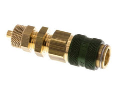 Brass DN 5 Green Air Coupling Socket 4x6 mm Union Nut Bulkhead Double Shut-Off