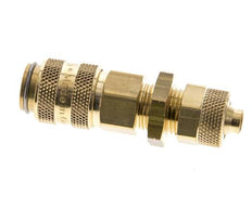 Brass DN 5 Air Coupling Socket 6x8 mm Union Nut Bulkhead Pull-Off Double Shut-Off