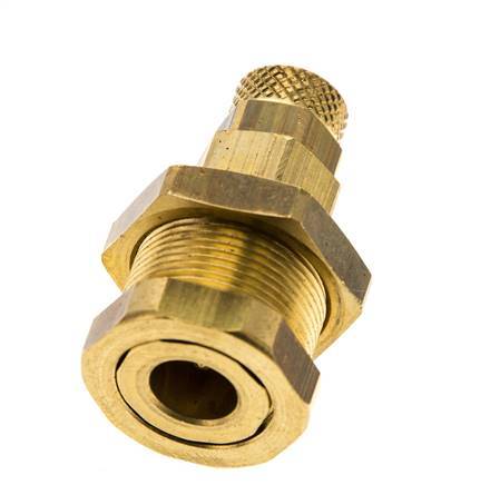 Brass DN 5 Air Coupling Socket 4x6 mm Union Nut Bulkhead Pull-Off Double Shut-Off