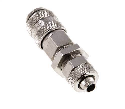 Nickel-plated Brass DN 5 Air Coupling Socket 6x8 mm Union Nut Bulkhead