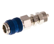 Nickel-plated Brass DN 5 Blue Air Coupling Socket 4x6 mm Union Nut Bulkhead