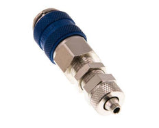 Nickel-plated Brass DN 5 Blue Air Coupling Socket 4x6 mm Union Nut Bulkhead