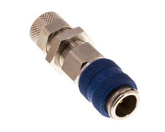 Nickel-plated Brass DN 5 Blue Air Coupling Socket 6x8 mm Union Nut Bulkhead Double Shut-Off