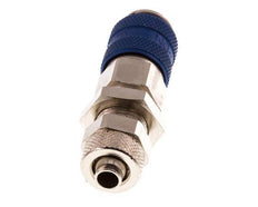 Nickel-plated Brass DN 5 Blue Air Coupling Socket 6x8 mm Union Nut Bulkhead Double Shut-Off