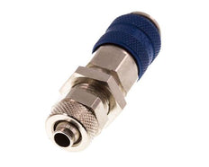 Nickel-plated Brass DN 5 Blue Air Coupling Socket 6x8 mm Union Nut Bulkhead Double Shut-Off