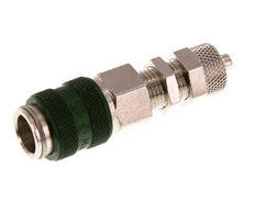 Nickel-plated Brass DN 5 Green Air Coupling Socket 4x6 mm Union Nut Bulkhead