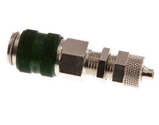 Nickel-plated Brass DN 5 Green Air Coupling Socket 4x6 mm Union Nut Bulkhead