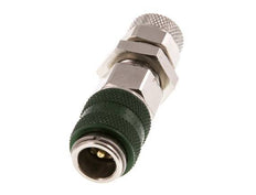 Nickel-plated Brass DN 5 Green Air Coupling Socket 6x8 mm Union Nut Bulkhead Double Shut-Off