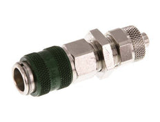 Nickel-plated Brass DN 5 Green Air Coupling Socket 6x8 mm Union Nut Bulkhead Double Shut-Off