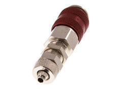 Nickel-plated Brass DN 5 Red Air Coupling Socket 4x6 mm Union Nut Bulkhead