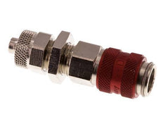 Nickel-plated Brass DN 5 Red Air Coupling Socket 6x8 mm Union Nut Bulkhead