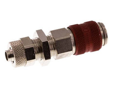 Nickel-plated Brass DN 5 Red Air Coupling Socket 6x8 mm Union Nut Bulkhead Double Shut-Off