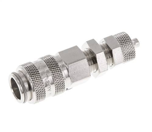 Nickel-plated Brass DN 5 Air Coupling Socket 4x6 mm Union Nut Bulkhead Double Shut-Off