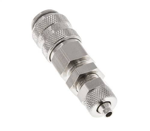 Nickel-plated Brass DN 5 Air Coupling Socket 4x6 mm Union Nut Bulkhead Double Shut-Off