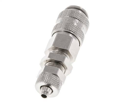 Nickel-plated Brass DN 5 Air Coupling Socket 4x6 mm Union Nut Bulkhead Double Shut-Off