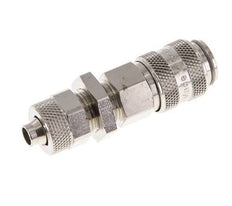 Nickel-plated Brass DN 5 Air Coupling Socket 6x8 mm Union Nut Bulkhead Double Shut-Off