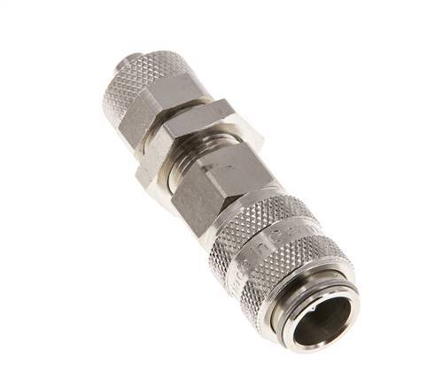 Nickel-plated Brass DN 5 Air Coupling Socket 6x8 mm Union Nut Bulkhead Double Shut-Off