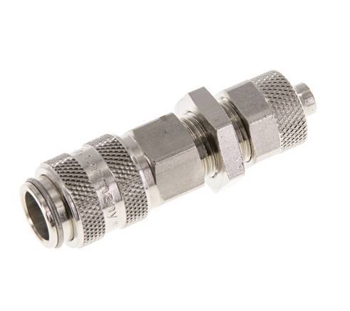 Nickel-plated Brass DN 5 Air Coupling Socket 6x8 mm Union Nut Bulkhead Double Shut-Off