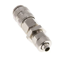 Nickel-plated Brass DN 5 Air Coupling Socket 6x8 mm Union Nut Bulkhead Double Shut-Off