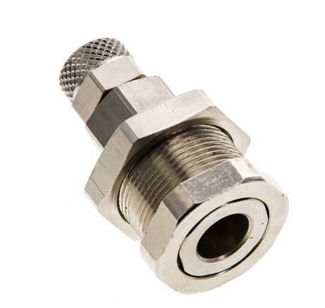 Nickel-plated Brass DN 5 Air Coupling Socket 4x6 mm Union Nut Bulkhead Pull-Off Double Shut-Off