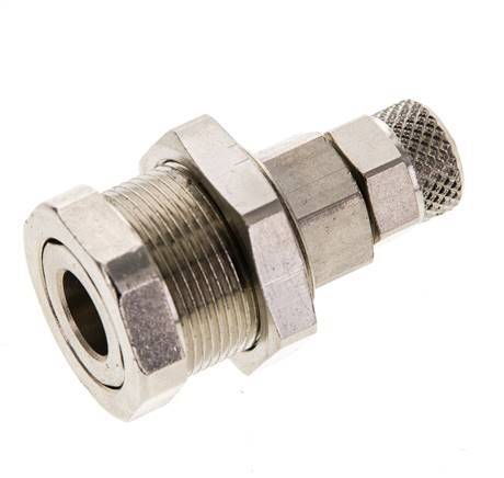 Nickel-plated Brass DN 5 Air Coupling Socket 4x6 mm Union Nut Bulkhead Pull-Off Double Shut-Off