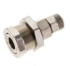 Nickel-plated Brass DN 5 Air Coupling Socket 4x6 mm Union Nut Bulkhead Pull-Off Double Shut-Off