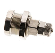 Nickel-plated Brass DN 5 Air Coupling Socket 4x6 mm Union Nut Bulkhead Pull-Off Double Shut-Off