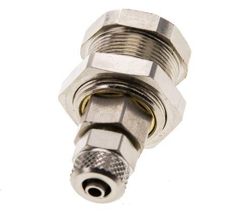 Nickel-plated Brass DN 5 Air Coupling Socket 4x6 mm Union Nut Bulkhead Pull-Off Double Shut-Off