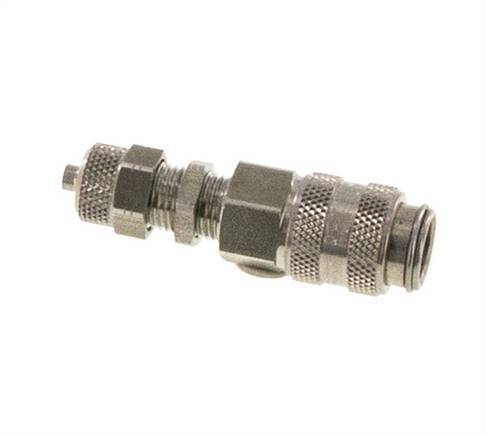 Stainless steel DN 5 Air Coupling Socket 4x6 mm Union Nut Bulkhead Double Shut-Off