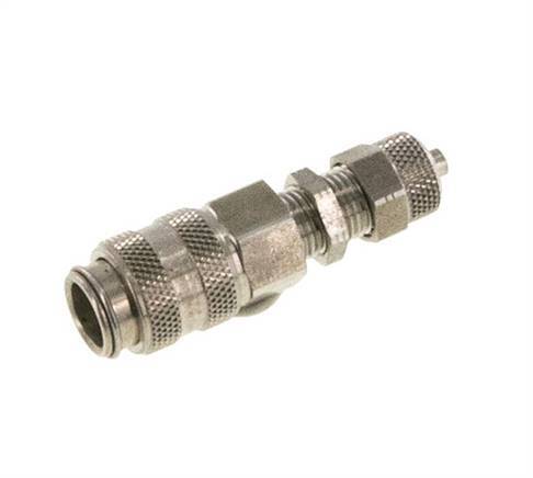 Stainless steel DN 5 Air Coupling Socket 4x6 mm Union Nut Bulkhead Double Shut-Off