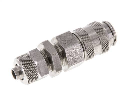 Stainless steel DN 5 Air Coupling Socket 6x8 mm Union Nut Bulkhead Double Shut-Off