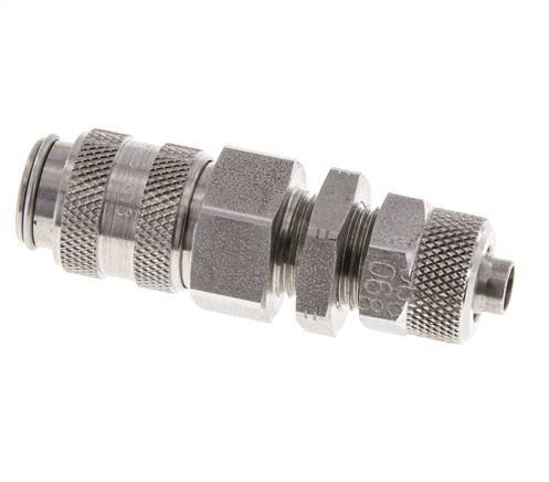 Stainless steel DN 5 Air Coupling Socket 6x8 mm Union Nut Bulkhead Double Shut-Off