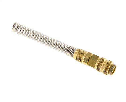 Brass DN 5 Air Coupling Socket 6x8 mm Union Nut Bend-Protect Double Shut-Off