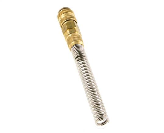 Brass DN 5 Air Coupling Socket 6x8 mm Union Nut Bend-Protect Double Shut-Off