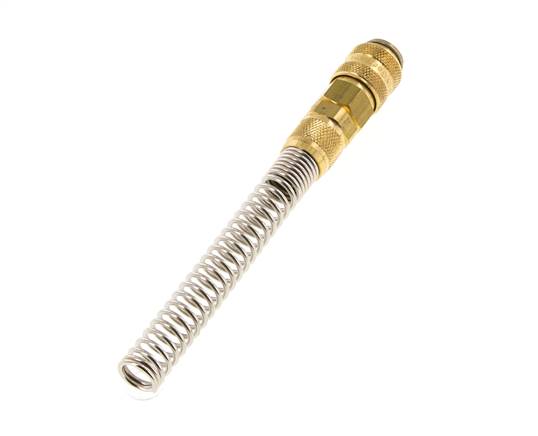 Brass DN 5 Air Coupling Socket 6x8 mm Union Nut Bend-Protect Double Shut-Off