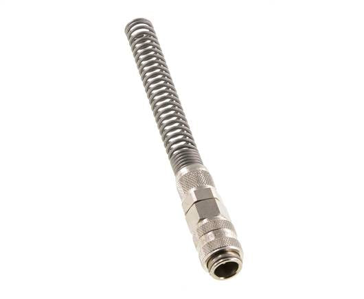 Nickel-plated Brass DN 5 Air Coupling Socket 6x8 mm Union Nut Bend-Protect Double Shut-Off