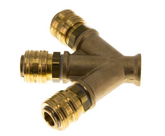 Brass DN 7.2 (Euro) Air Coupling Socket G 3/8 inch Female Wall-Mount 3-way