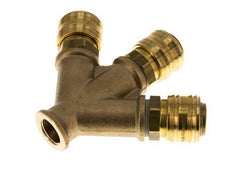 Brass DN 7.2 (Euro) Air Coupling Socket G 3/8 inch Female Wall-Mount 3-way
