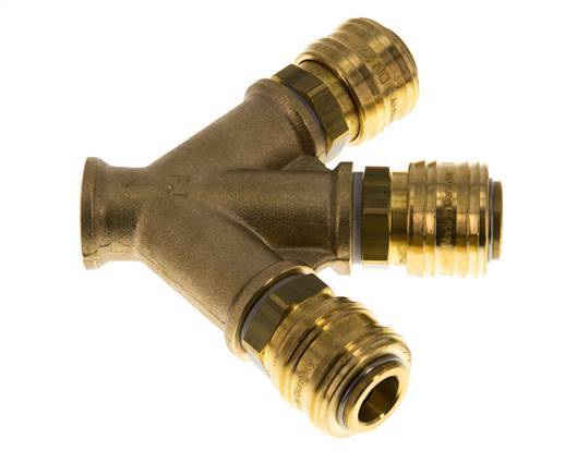 Brass DN 7.2 (Euro) Air Coupling Socket G 3/8 inch Female Wall-Mount 3-way