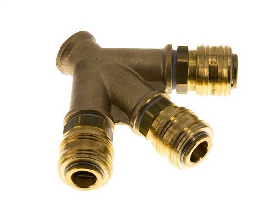 Brass DN 7.2 (Euro) Air Coupling Socket G 3/8 inch Female Wall-Mount 3-way