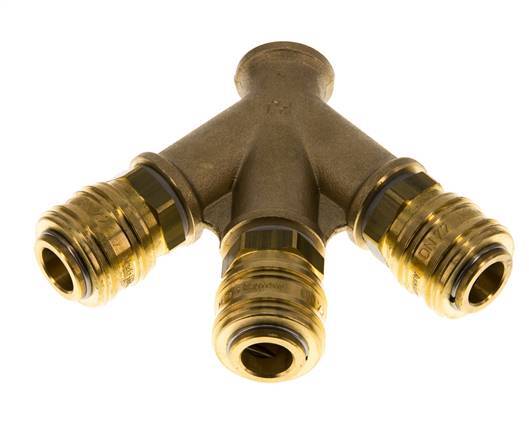 Brass DN 7.2 (Euro) Air Coupling Socket G 3/8 inch Female Wall-Mount 3-way