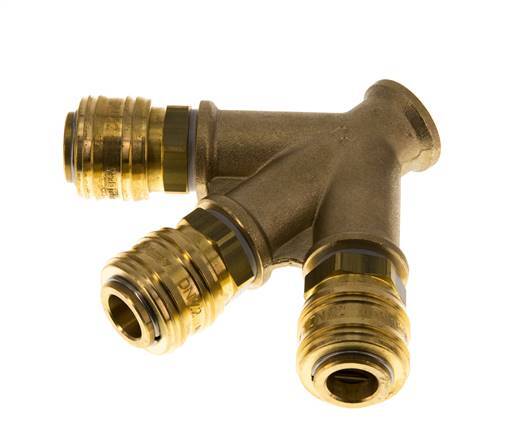 Brass DN 7.2 (Euro) Air Coupling Socket G 3/8 inch Female Wall-Mount 3-way