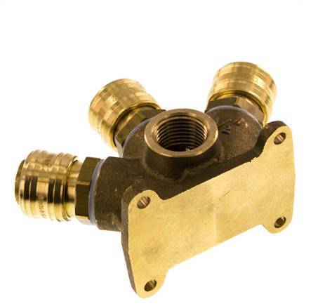 Brass DN 7.2 (Euro) Air Coupling Socket G 1/2 inch Female Wall-Mount 3-way