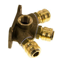 Brass DN 7.2 (Euro) Air Coupling Socket G 1/2 inch Female Wall-Mount 3-way