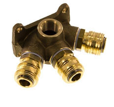 Brass DN 7.2 (Euro) Air Coupling Socket G 1/2 inch Female Wall-Mount 3-way