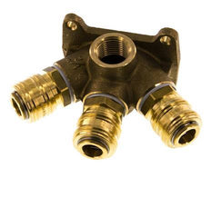 Brass DN 7.2 (Euro) Air Coupling Socket G 1/2 inch Female Wall-Mount 3-way