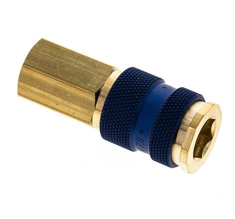 Brass DN 7.2 (Euro) Blue-Coded Air Coupling Socket G 1/4 inch Female