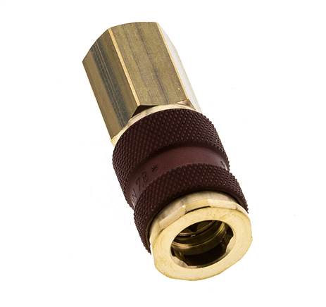 Brass DN 7.2 (Euro) Brown-Coded Air Coupling Socket G 1/4 inch Female