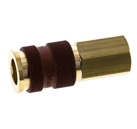 Brass DN 7.2 (Euro) Brown-Coded Air Coupling Socket G 1/4 inch Female
