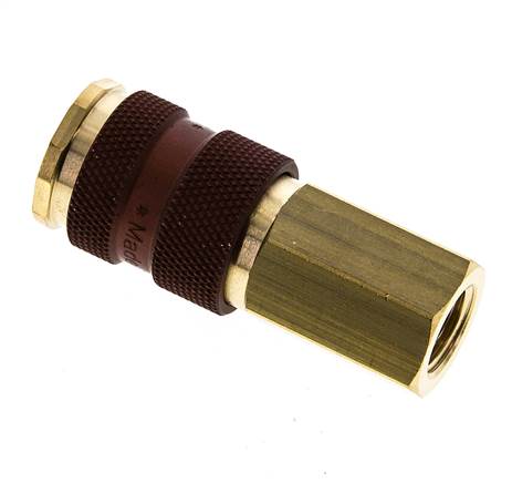 Brass DN 7.2 (Euro) Brown-Coded Air Coupling Socket G 1/4 inch Female